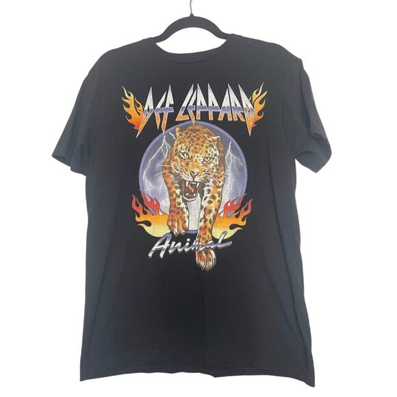 Def Leppard Band Tee Mens M Black Rock Punk Grunge T-Shirt Short Sleeve Animal - Picture 1 of 9